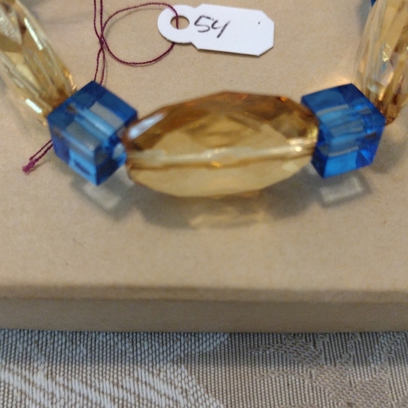 Artemis's Gems custom-made beaded bracelet with large gold and blue beads - Picture 2 of 3